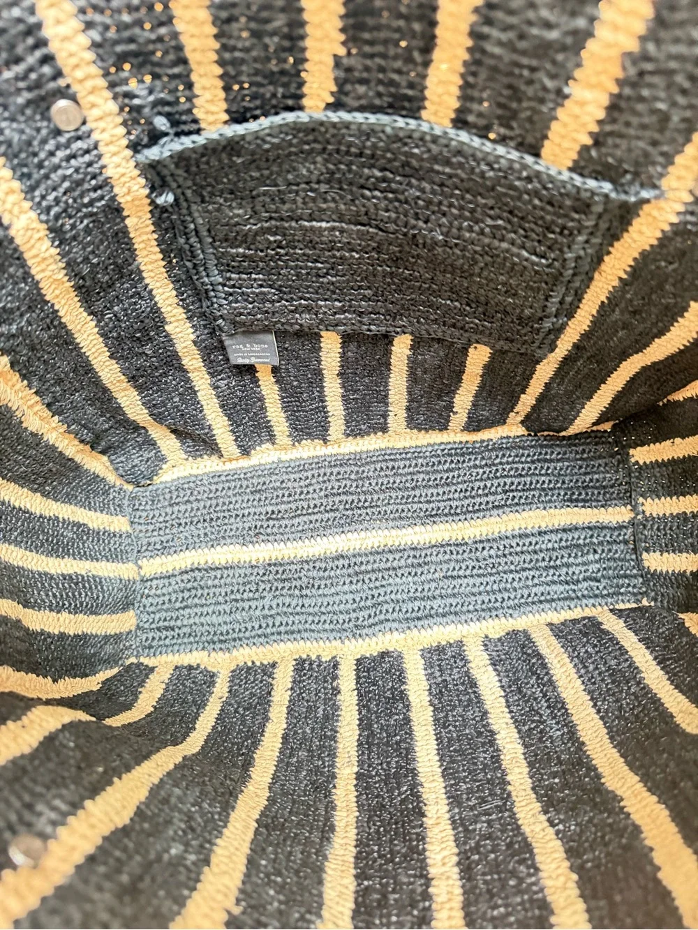 😍 NWT Rag & Bone Daily Tote Raffia Leather Black Natural Stripe